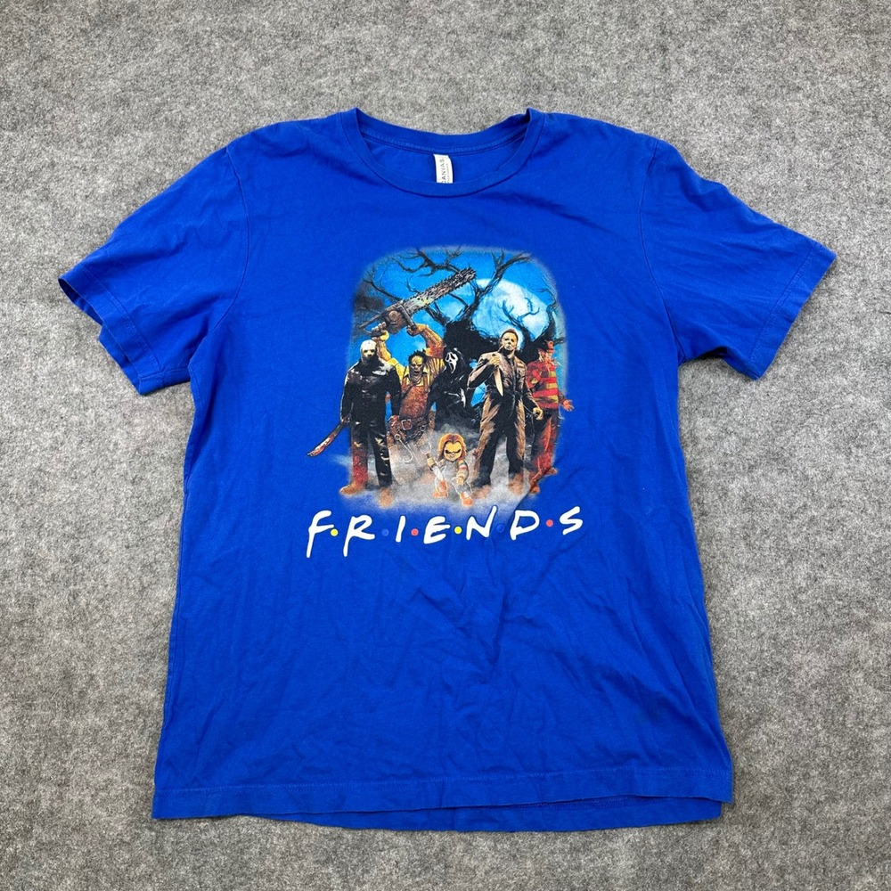 Bella Canvas‎ Horror Movie Friends T Shirt Unisex Large Blue Slasher Halloween